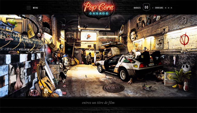 Киногараж, 66 отсылок к культовым фильмам на одном фото, PopCorn Garage, игра с угадыванием фильмов