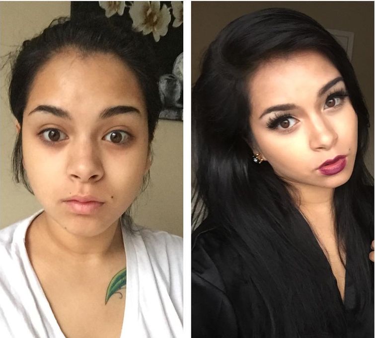 сила макияжа, девушки с макияжем и без, #PowerofMakeup