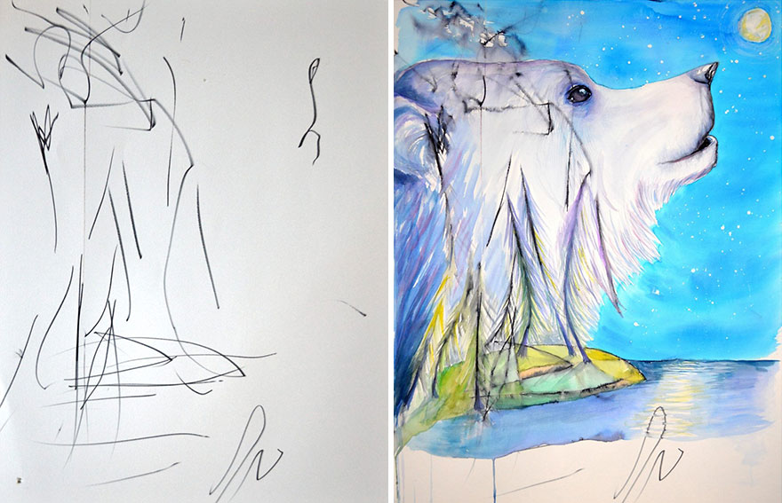 Мама превращает каракули своей 3-летней дочери в настоящие картины Мама превращает каракули своей дочери в картины, Рут Остерман