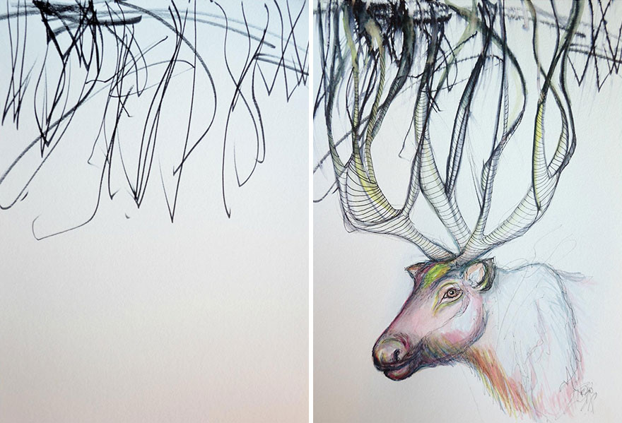 Мама превращает каракули своей 3-летней дочери в настоящие картины Мама превращает каракули своей дочери в картины, Рут Остерман