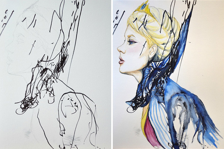 Мама превращает каракули своей 3-летней дочери в настоящие картины Мама превращает каракули своей дочери в картины, Рут Остерман