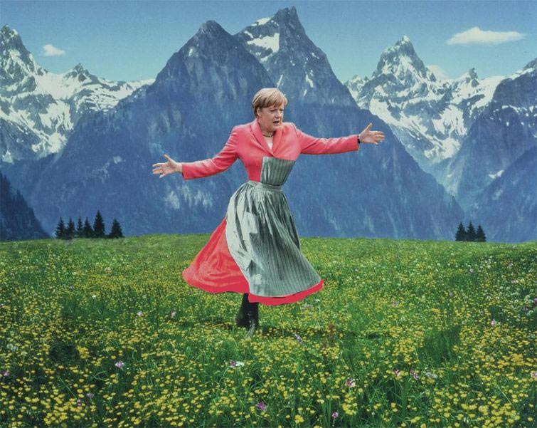 Барак Обама и Ангела Меркель на съезде большой семерки, Барак Обама и Ангела Меркель G7, мемы на фото Барак Обама и Ангела Меркель