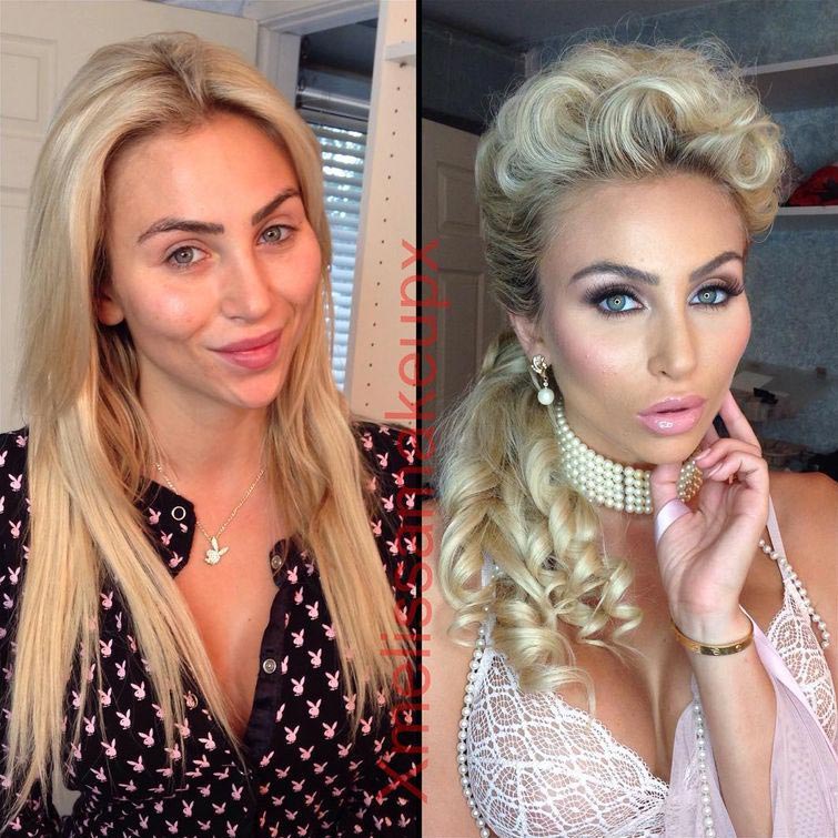 модели без макияжа, модели до и после макияжа, модели с макияжем и без