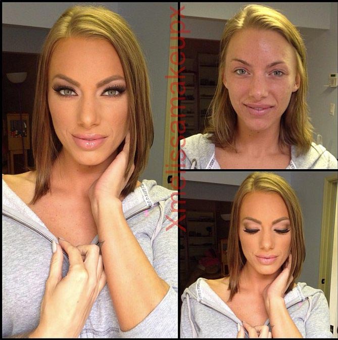 модели без макияжа, модели до и после макияжа, модели с макияжем и без