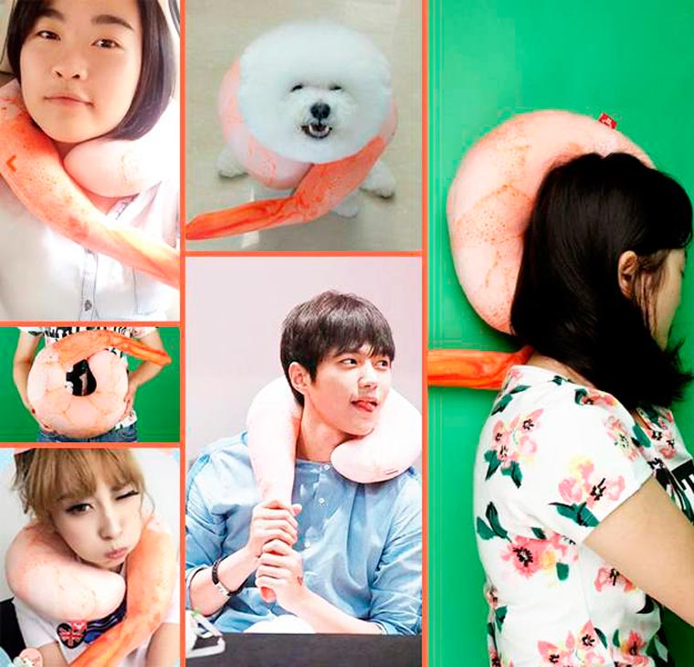 подушка в виде креветки, поспать на креветке