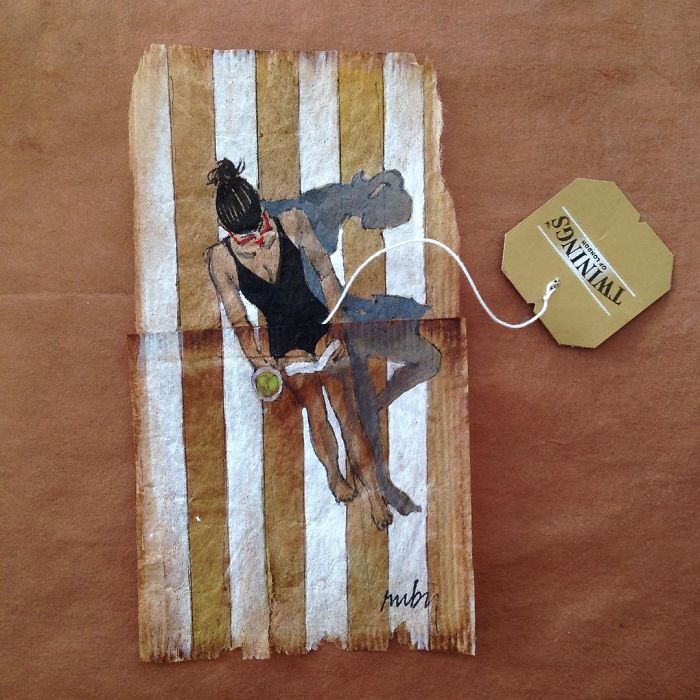 363 дня чая, художник разукрасил чайные пакетики, Руби Сильвио