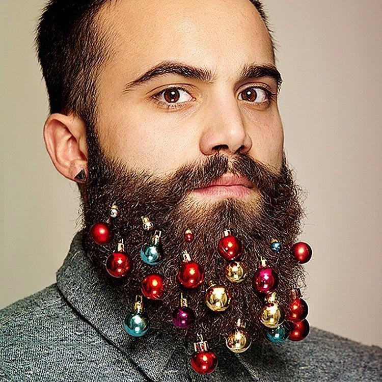 Jingles Beards, новогодние бороды, ёлочные шары в бороде, гирлянда в бороде