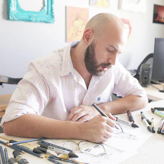 Шамех Блуви, Shamekh Bluwi, иллюстрации платьев, городские пейзажи дизайн платьев