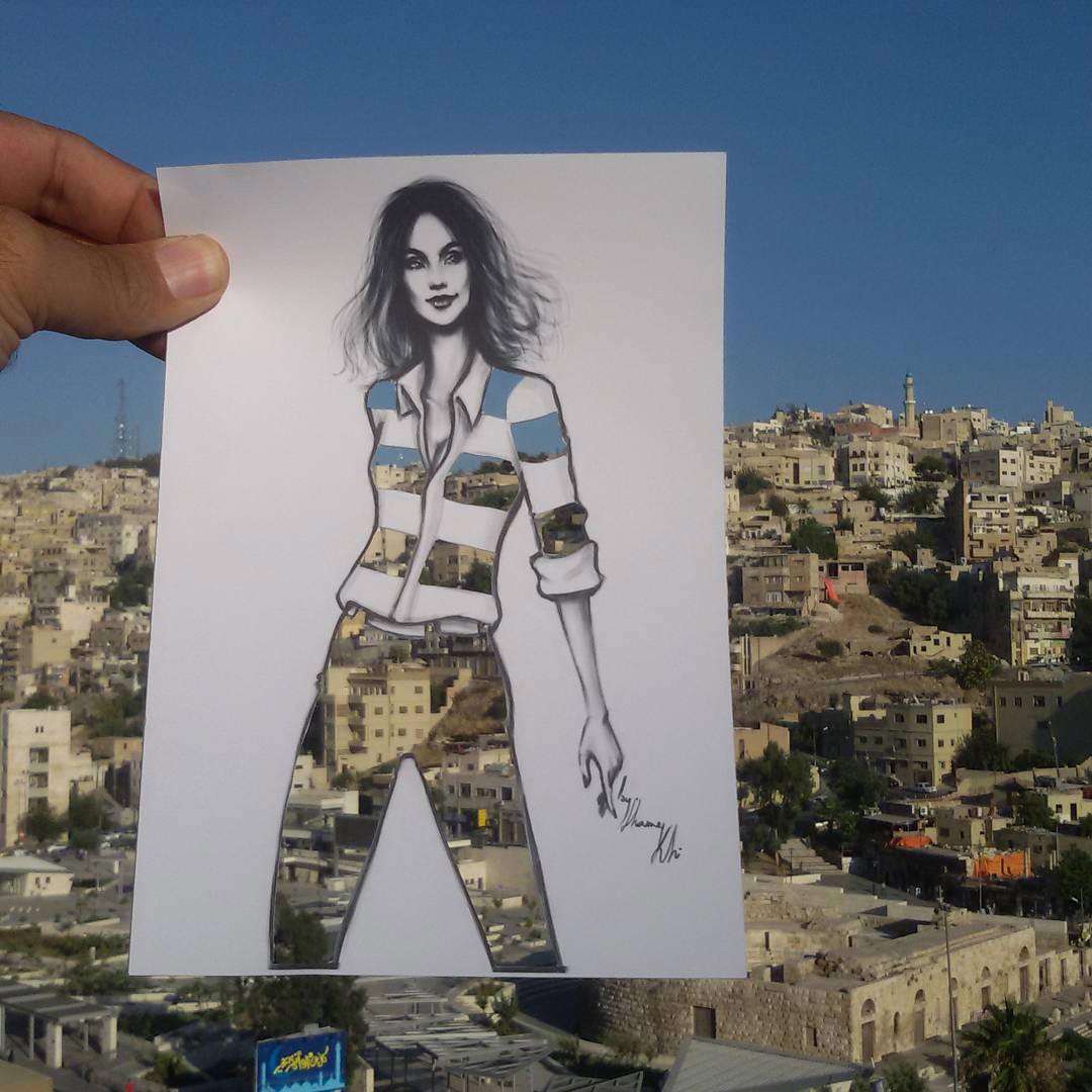 Шамех Блуви, Shamekh Bluwi, иллюстрации платьев, городские пейзажи дизайн платьев