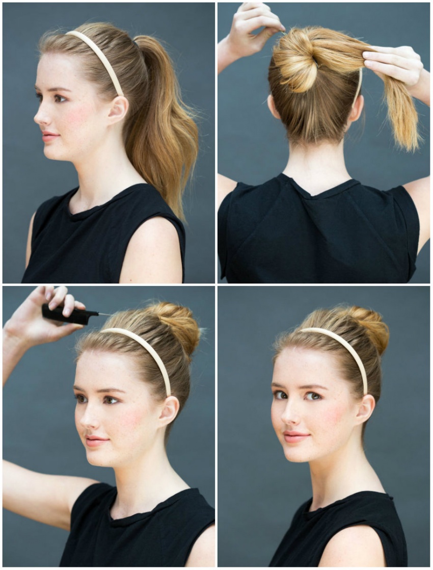 Как завязать красивый пучок на голове с помощью резинки на короткие волосы