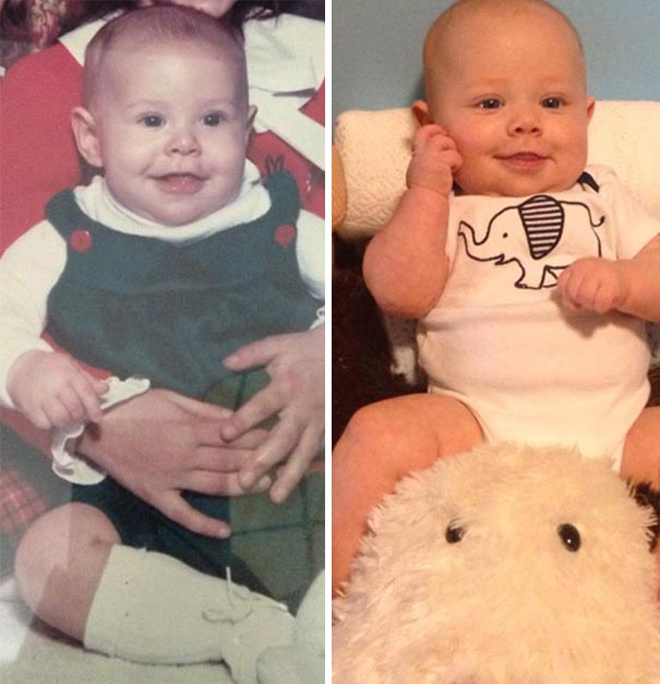 сравнительные фотографии родителей и детей, дети похожие на родителей, яблоко от яблони