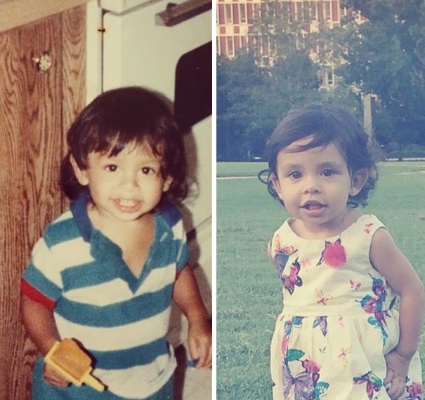 сравнительные фотографии родителей и детей, дети похожие на родителей, яблоко от яблони