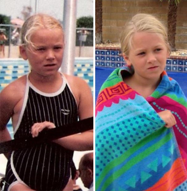 сравнительные фотографии родителей и детей, дети похожие на родителей, яблоко от яблони