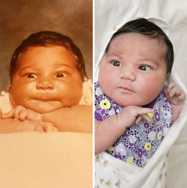 сравнительные фотографии родителей и детей, дети похожие на родителей, яблоко от яблони