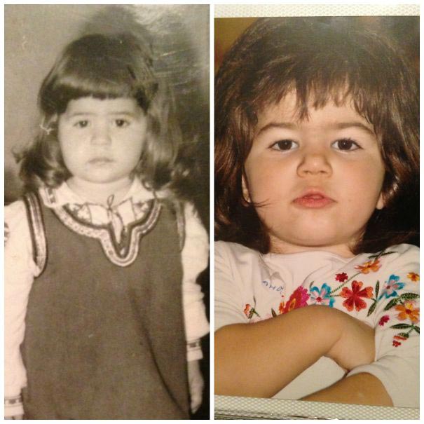 сравнительные фотографии родителей и детей, дети похожие на родителей, яблоко от яблони