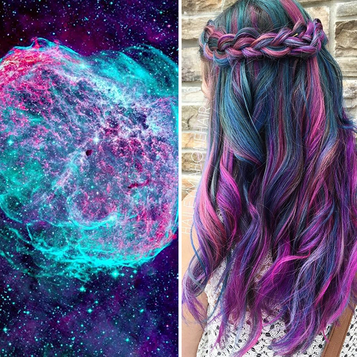Galaxy hair, космические волосы, галактический цвет волос. 