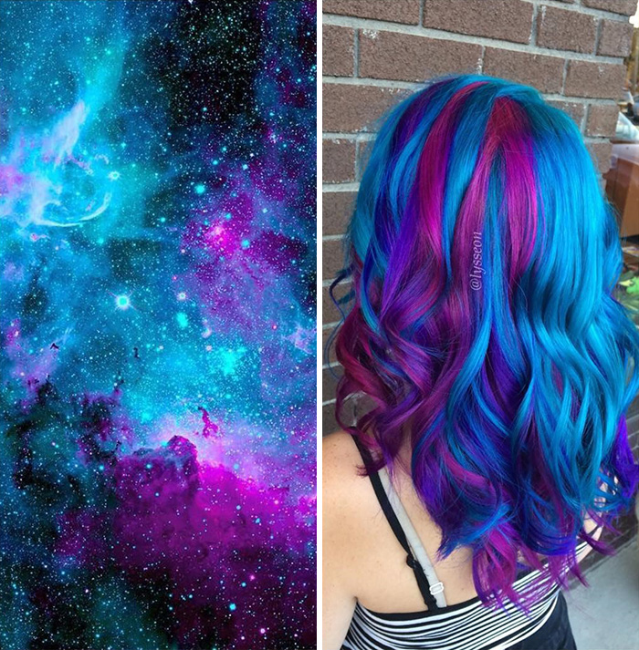 Galaxy hair, космические волосы, галактический цвет волос. 