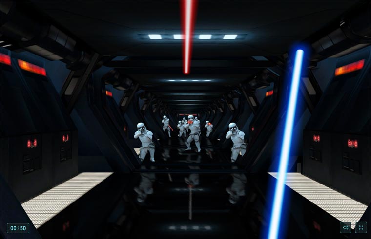 игра Побег со световым мечом, как играть Побег со световым мечом, игра от google Побег со световым мечом? игра звездные войны Google