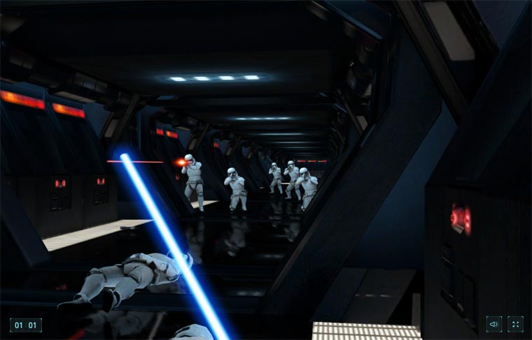 игра Побег со световым мечом, как играть Побег со световым мечом, игра от google Побег со световым мечом? игра звездные войны Google