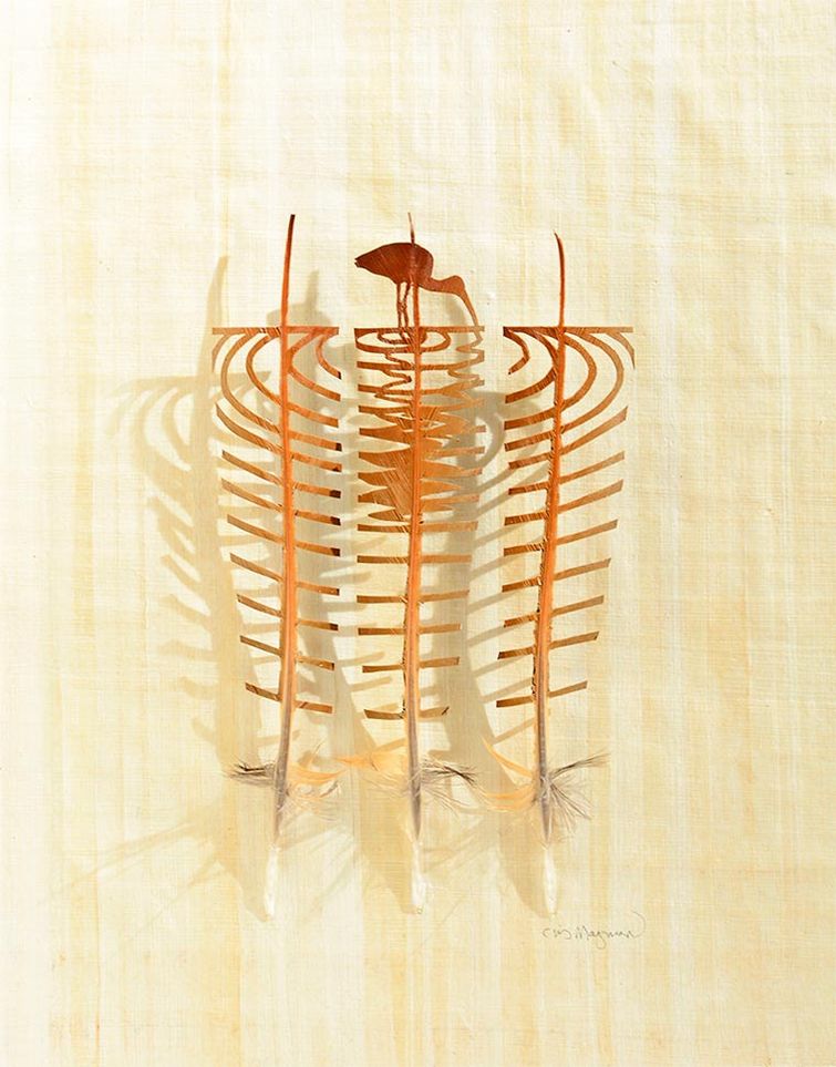 Крис Мэйнард, Chris Maynard, перья в произведения искусства, вырезает из перьев птиц