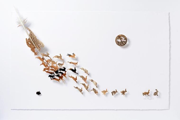 Крис Мэйнард, Chris Maynard, перья в произведения искусства, вырезает из перьев птиц