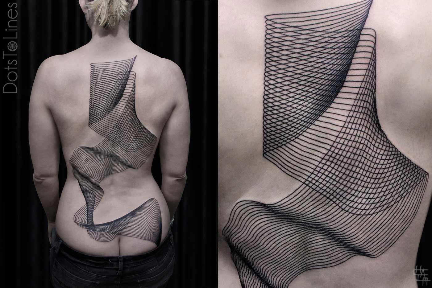 изящные татуировки превращающие тело в оптическую иллюзию, геометрические татуировки