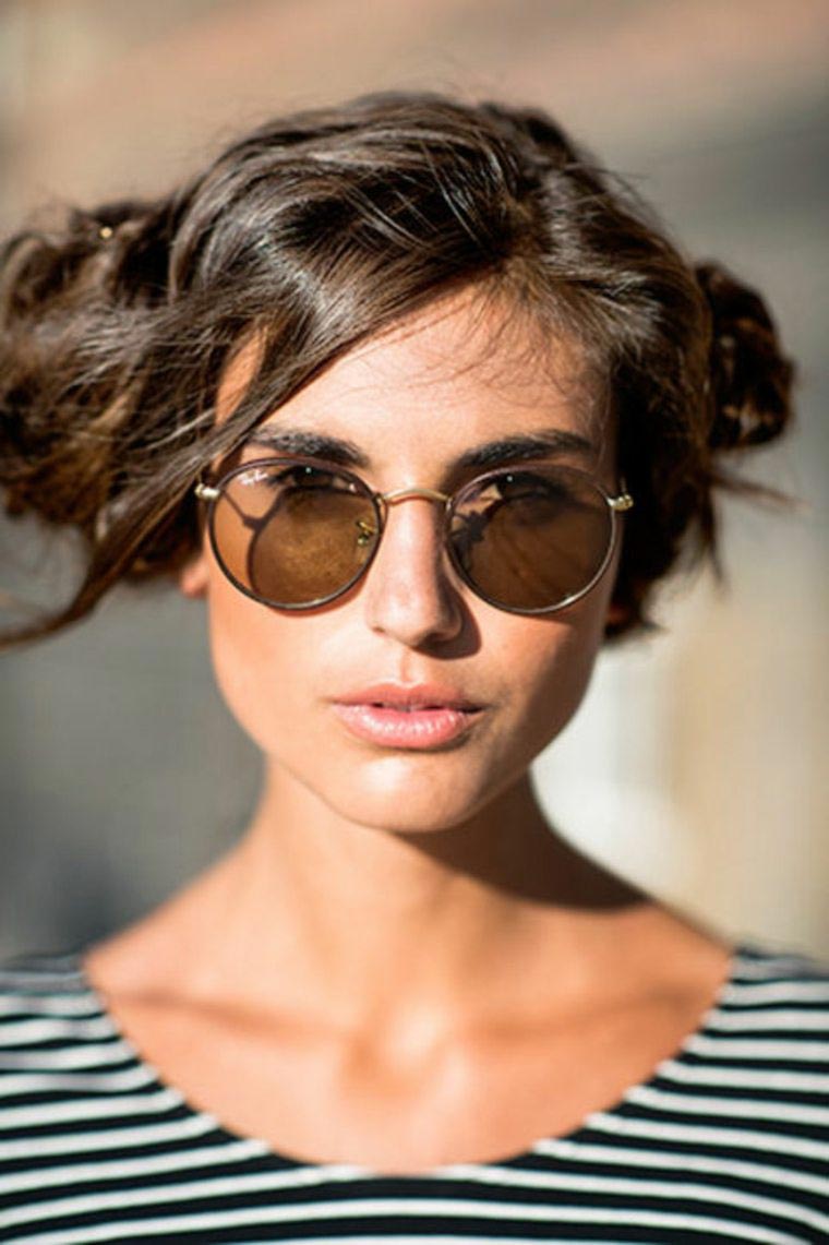 два пучка на макушке, double buns, two bun