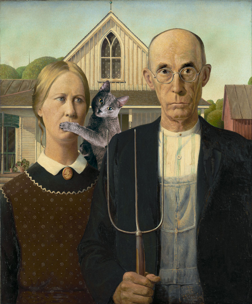 фотограф добавил свою кошку в классические картины, Эдуард Кирстеа, Eduard Cîrstea