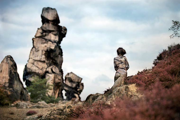 маскировка боди-арт, боди-маскировка, модели замаскированные под природу