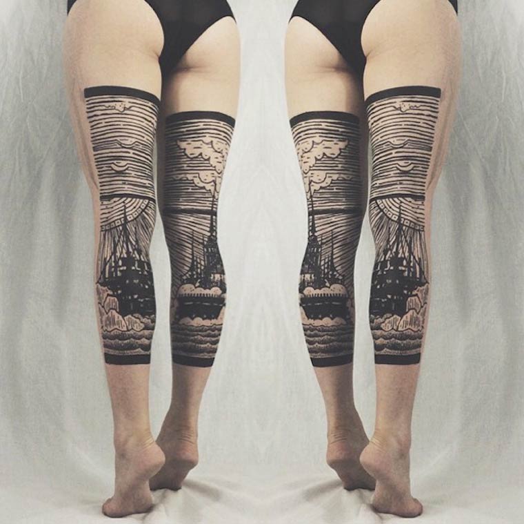 Thieves of Tower, татуировки гравюры, тату гравюры, монохромные тату