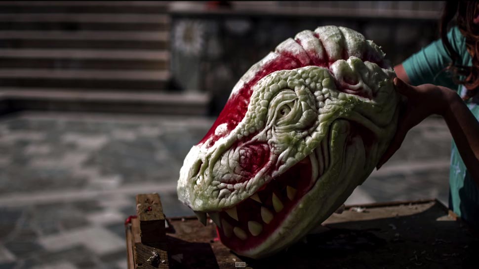 Арбузных дел мастер: скульптор превратил обыкновенный арбуз в жуткого дракона Валериано Фатика, Valeriano Fatica, дракон из арбуза