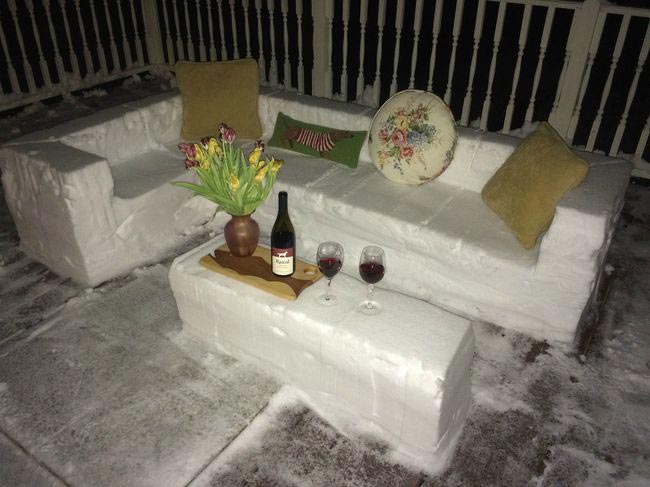 гениальное использование снега, снег это весело, приколы со снегом