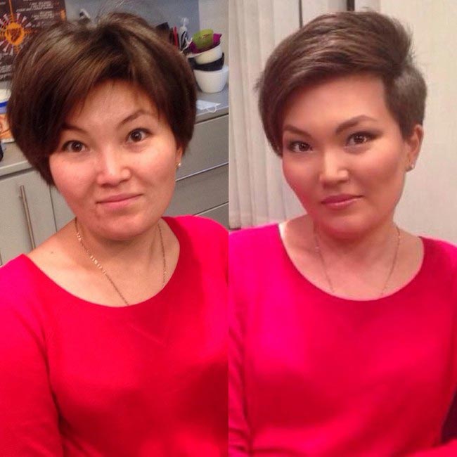 макияж до и после, визажист Равиль Агмалов, девушки с макияжем и без