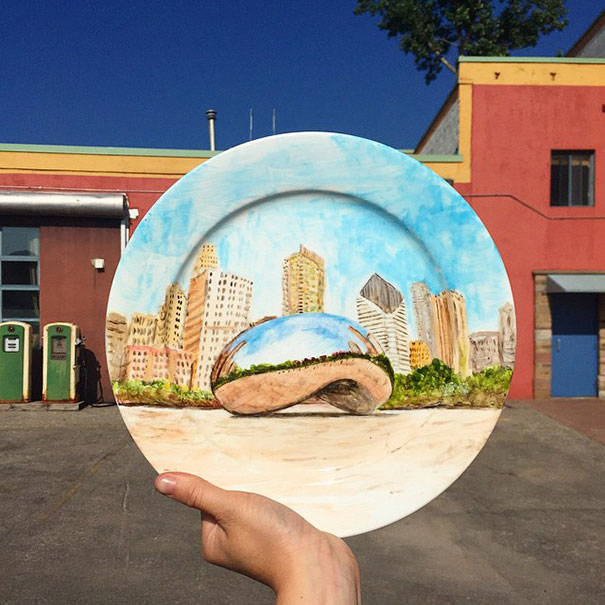 Гиперреалистичные рисунки на тарелках, которые сложно отличить от реальных вещей Гиперреалистичные рисунки на тарелках, Plart, Жаклин Пуарье, Jacqueline Poirier