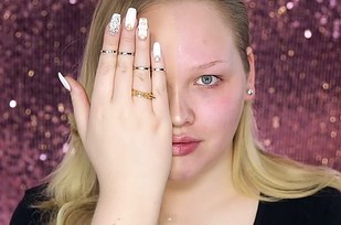 макияж на одной половине лица, девушки без макияжа, #ThePowerOfMakeup