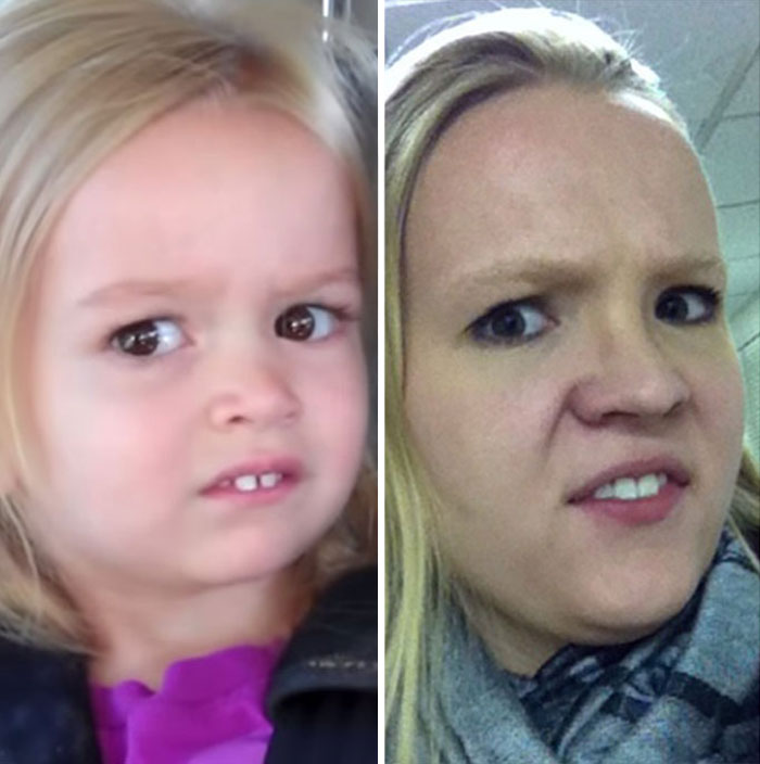 Из мема в реальность: девушка умело пародирует смешные лица знаменитостей, ставших мемами Девушка умело парадирует лица знаменитостей, CellCow