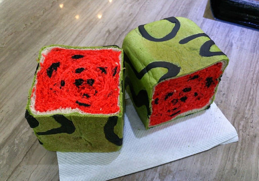 Watermelon Bread, арбузный хлеб, арбузный хлеб Тайвань