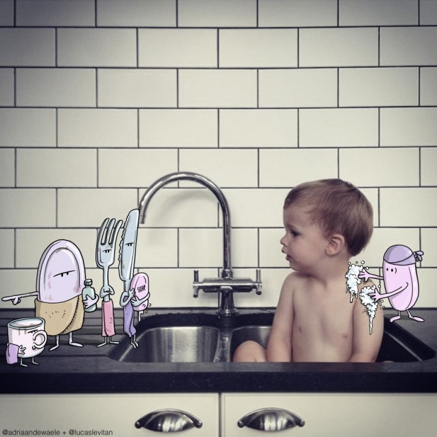 Иллюстратор дополняет чужие фотографии смешными рисунками, Лукас Левитан, Lucas Levitan