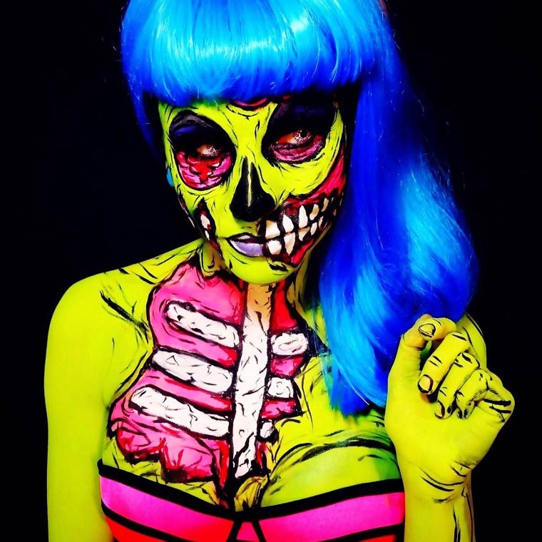 яркий кошмар, Кори Уиллет, Corie Willet, флуоресцентный боди-арт, люминесцентный боди-арт