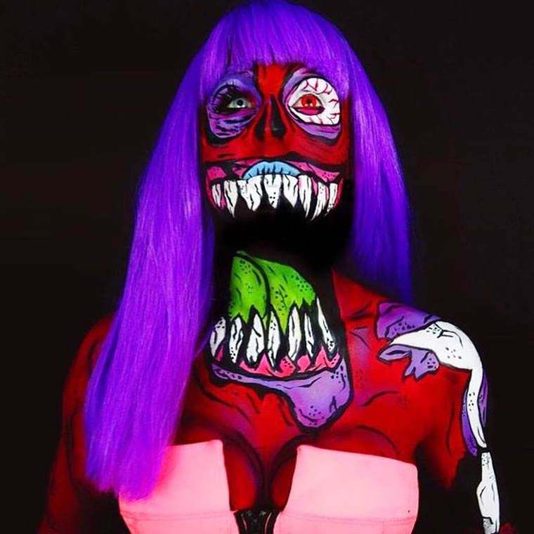 яркий кошмар, Кори Уиллет, Corie Willet, флуоресцентный боди-арт, люминесцентный боди-арт