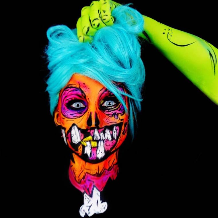 яркий кошмар, Кори Уиллет, Corie Willet, флуоресцентный боди-арт, люминесцентный боди-арт
