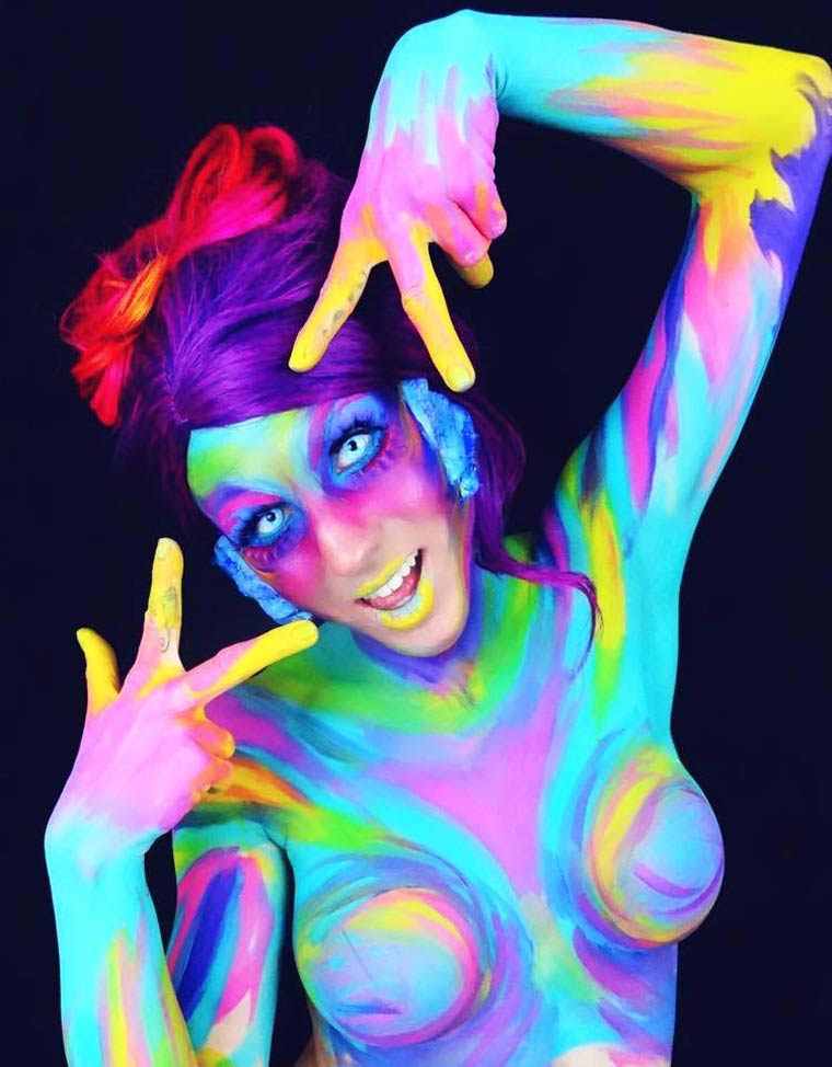 яркий кошмар, Кори Уиллет, Corie Willet, флуоресцентный боди-арт, люминесцентный боди-арт