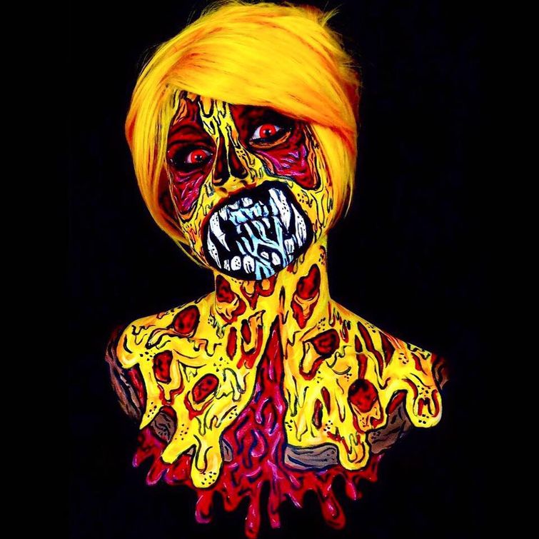 яркий кошмар, Кори Уиллет, Corie Willet, флуоресцентный боди-арт, люминесцентный боди-арт