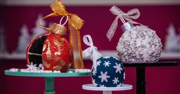 торты в виде ёлочных шаров, торт ёлочный шар, как сделать новогодний торт, рождественские торты