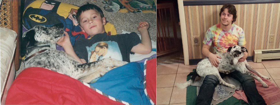 Мальчик вырос с собаками