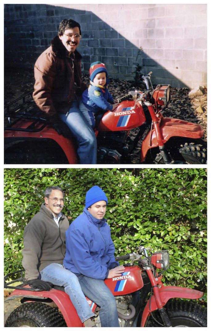 воссозданные детские фотографии,  детские фотографии воссозданные во взрослом возрасте, фотографии тогда и сейчас