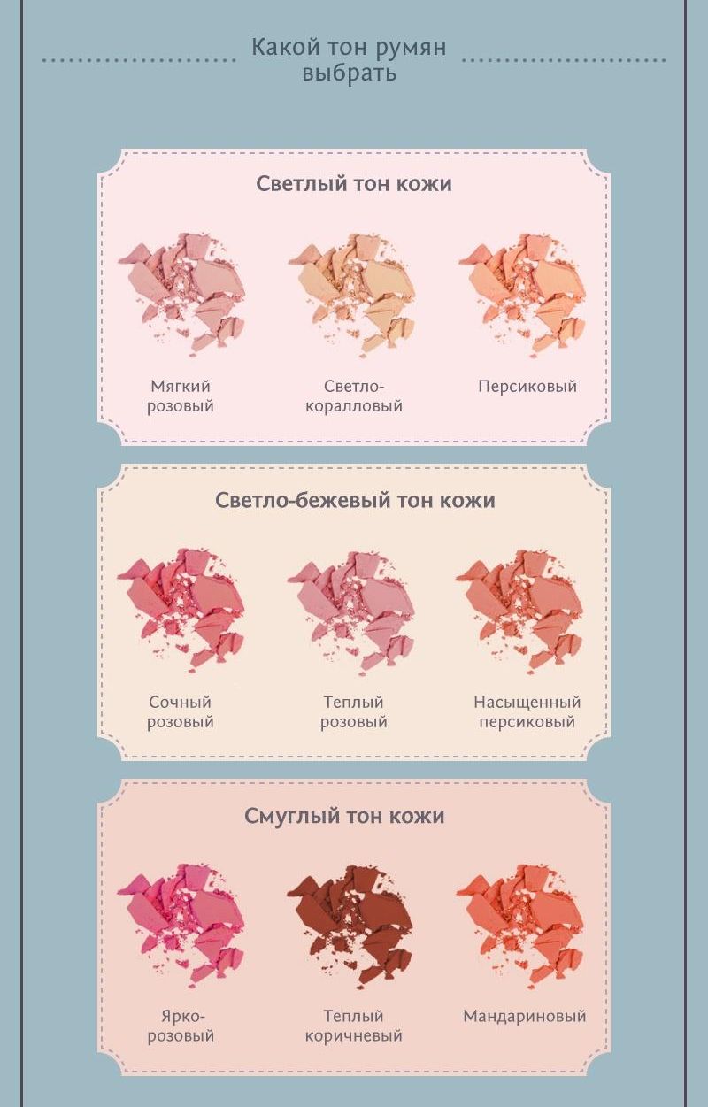Как подобрать румяна под цвет кожи и волос фото