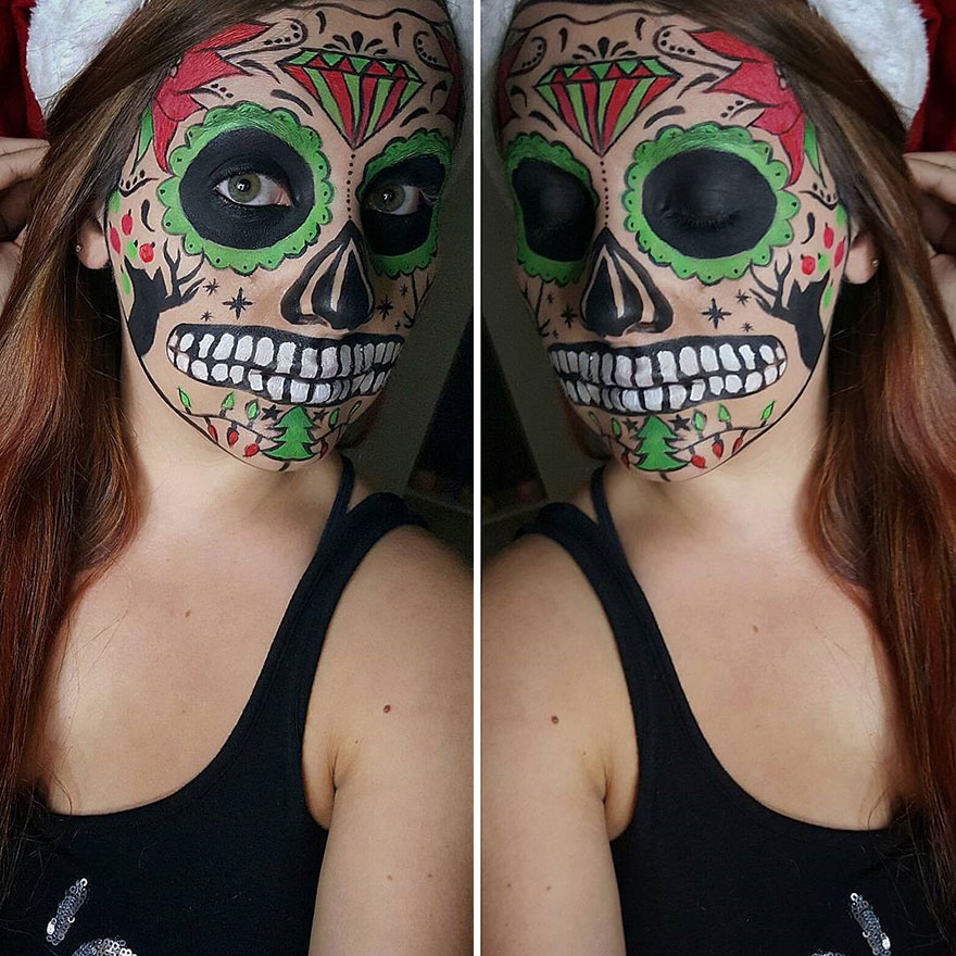 тематический новогодний макияж, новогодний макияж идеи