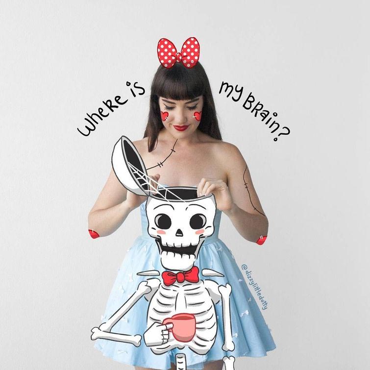 Лорен Карни,Lauren Carne, художница дополняет фотографии рисунками