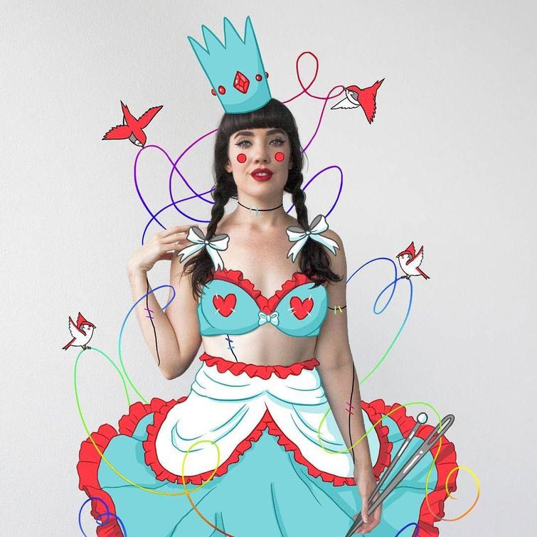 Лорен Карни,Lauren Carne, художница дополняет фотографии рисунками